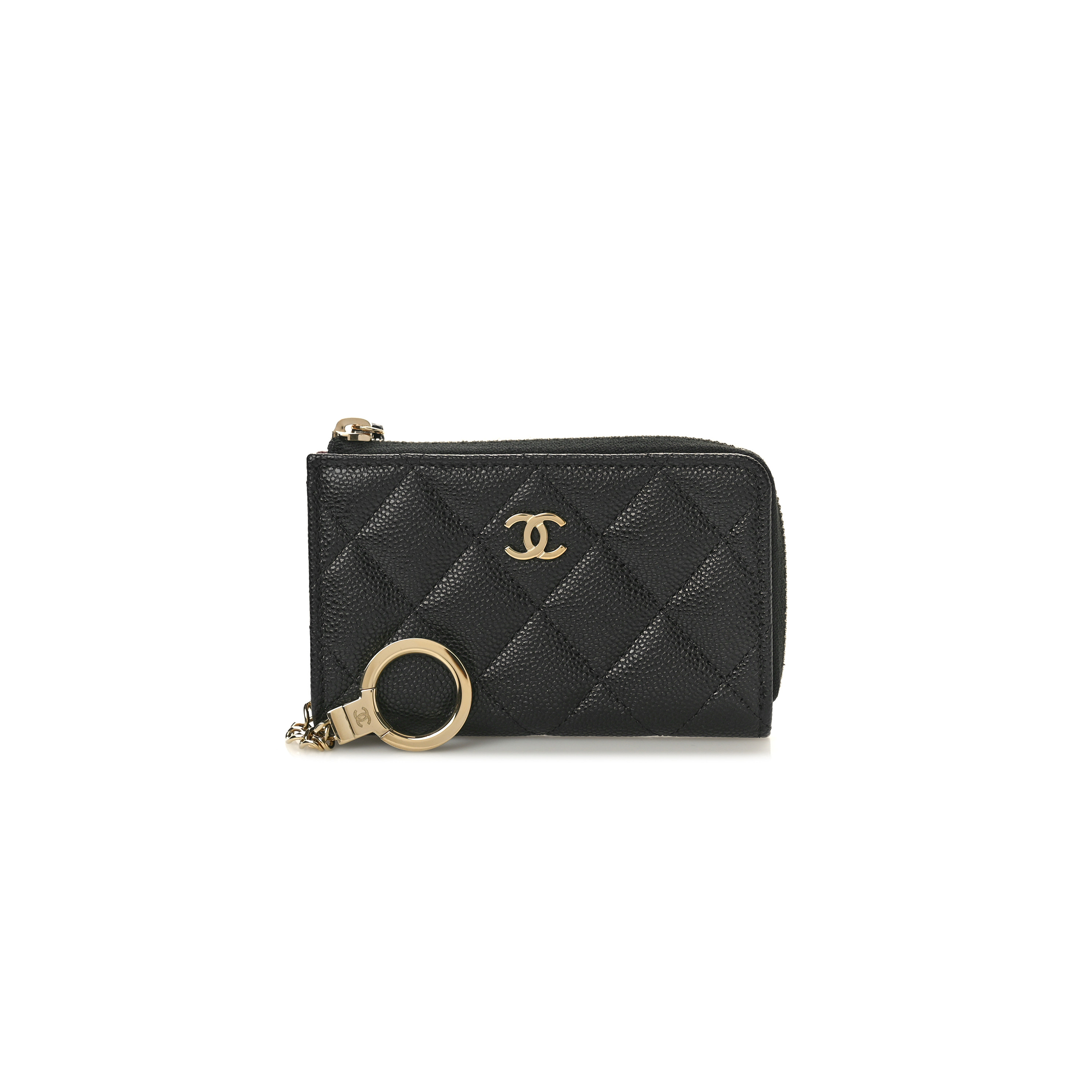 CHANEL CAVIAR QUILTED ZIPPED KEY HOLDER CASE BLACK AP0221 (11*7*2cm)